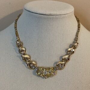 Sarah Coventry Monte Carlo Necklace Yellow and Clear Rhinestones 1961
